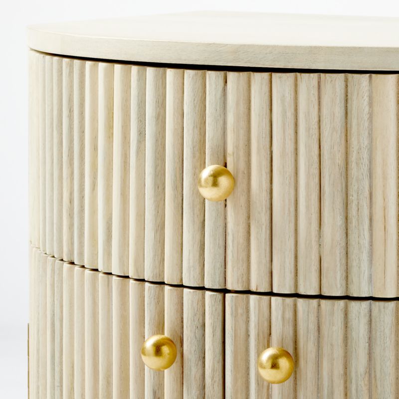 Cameo Curved Whitewashed Wood Nightstand with Drawer + Reviews CB2