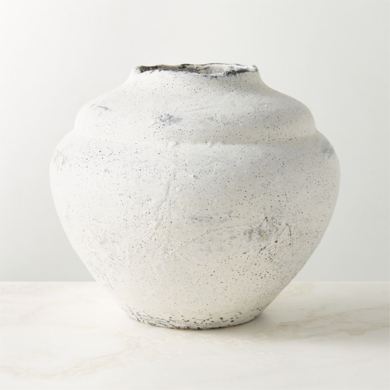 Canby Round White Ceramic Vase + Reviews CB2