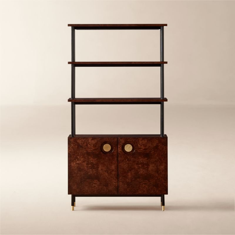 Carbon Brown Burl Wood Bookshelf CB2