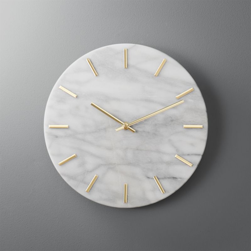 Carlo Marble and Brass Wall Clock + Reviews CB2