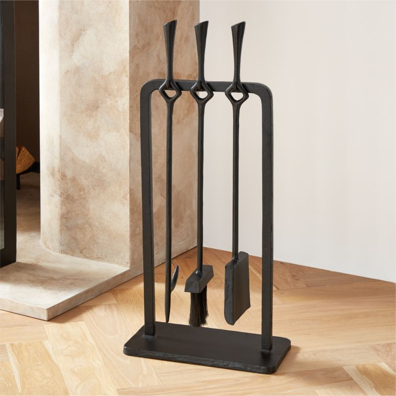 Ignacio 3Piece Black Cast Iron Fireplace Tool Set + Reviews CB2 Canada