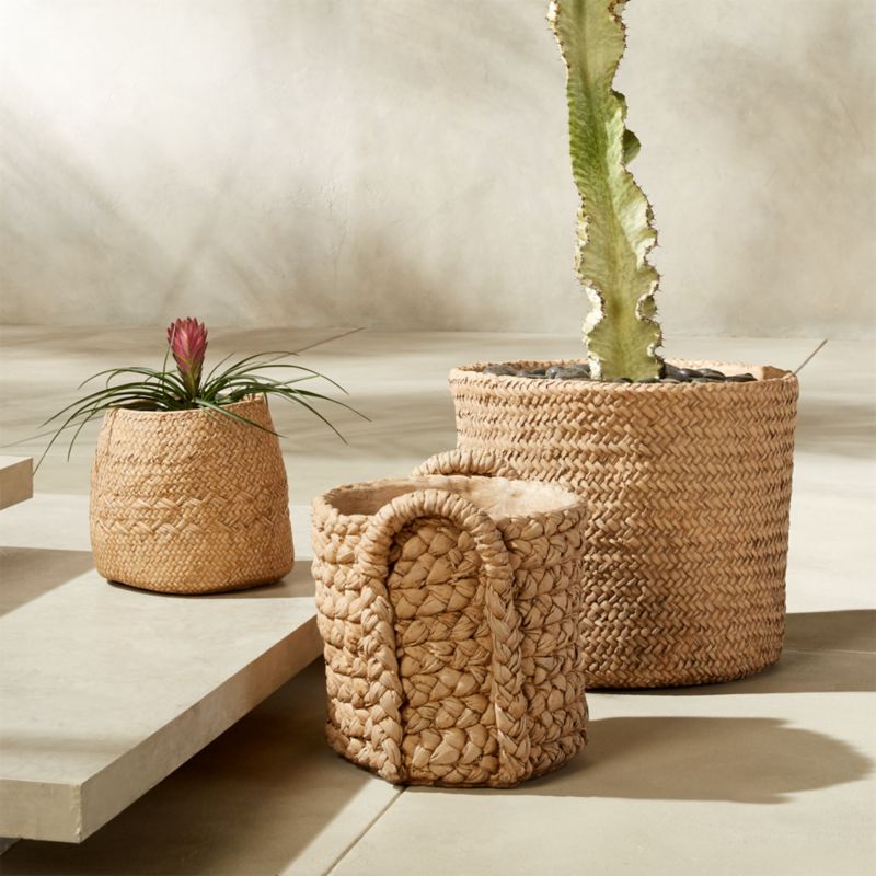 Large Indoor/Outdoor Modern Cement Basket Planter + Reviews CB2