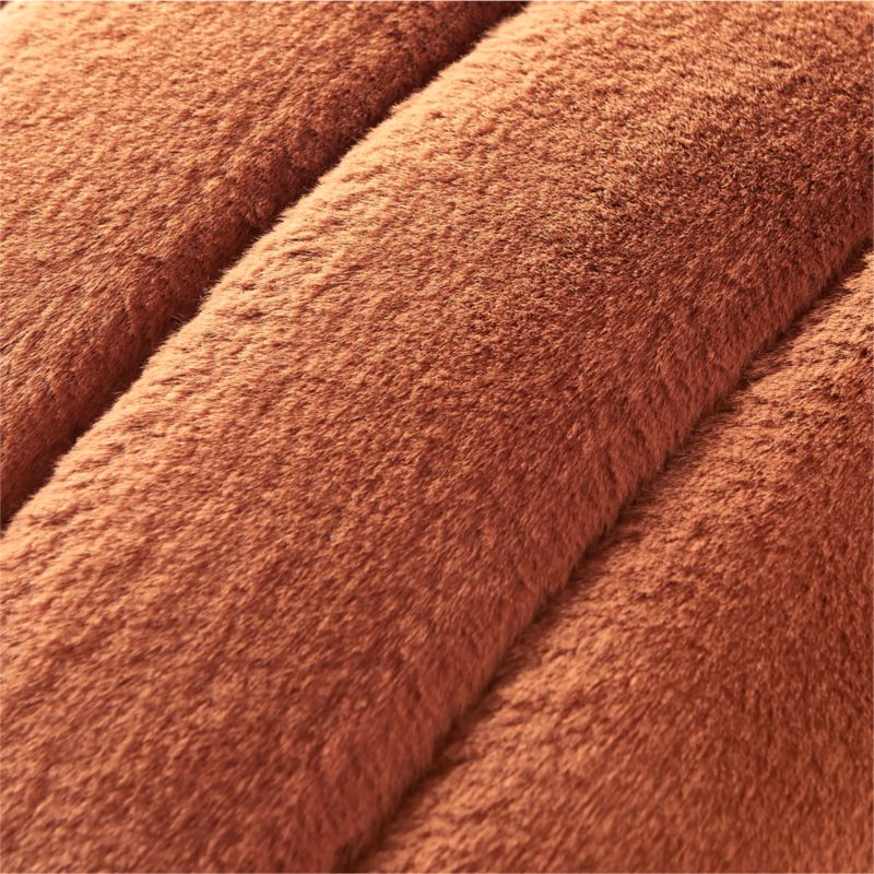 Channel Rust Orange Faux Fur Throw Pillow with DownAlternative Insert