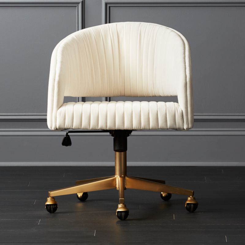 Channel Ivory Velvet Office Chair + Reviews CB2