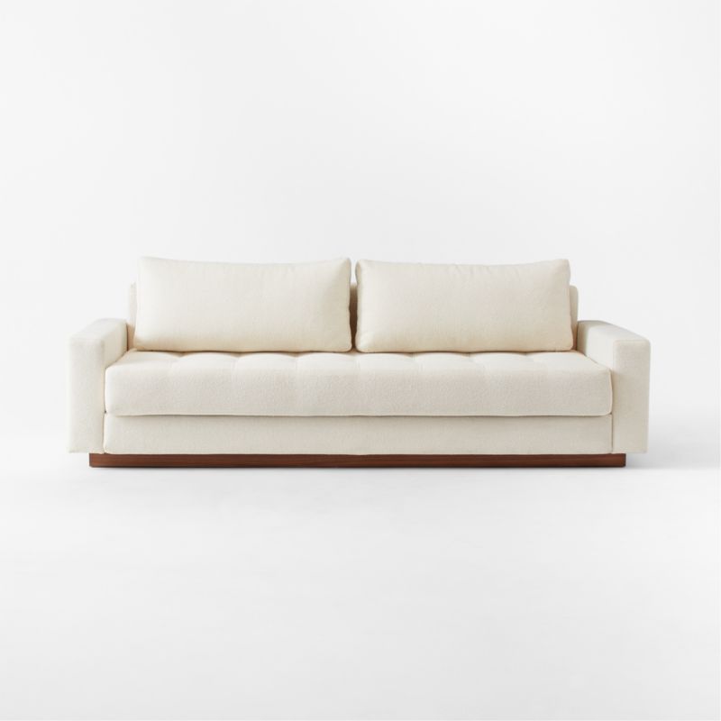 Claremont Modern White Boucle Sleeper Sofa Queen + Reviews CB2