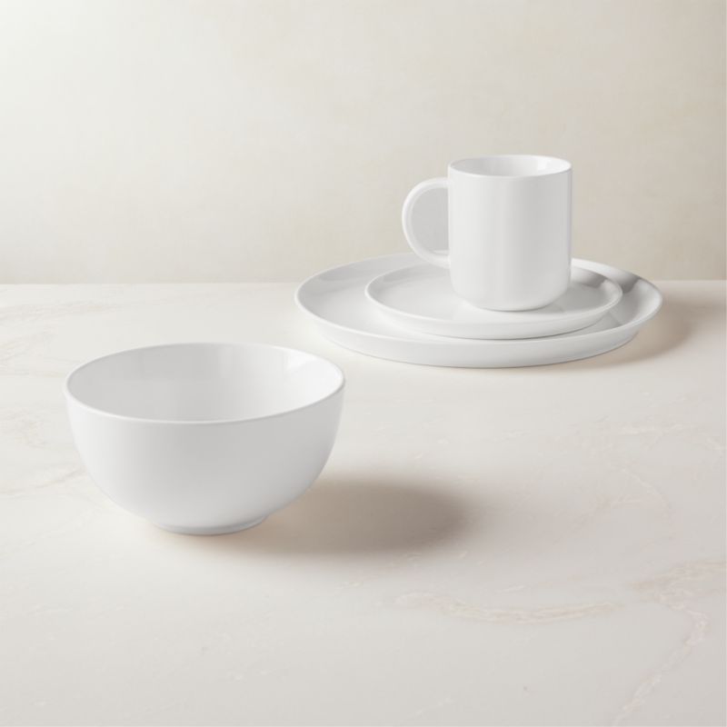 Contact Modern 4Piece White Dinnerware Set with Soup Bowl + Reviews CB2