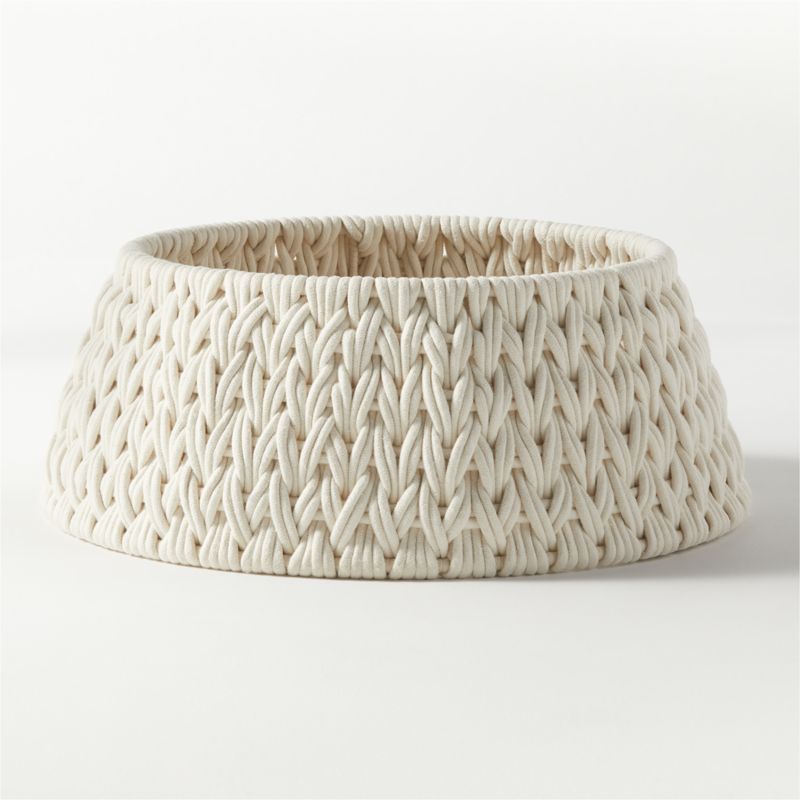 Conway White Woven Christmas Tree Collar + Reviews CB2