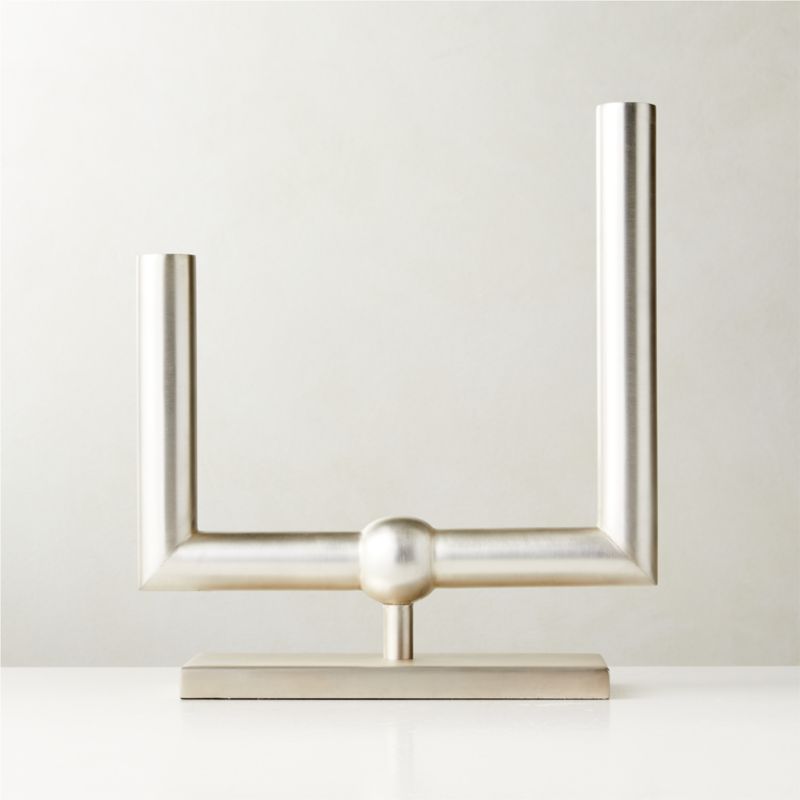 Coraline SilverPlated Double Modern Taper Candle Holder + Reviews CB2