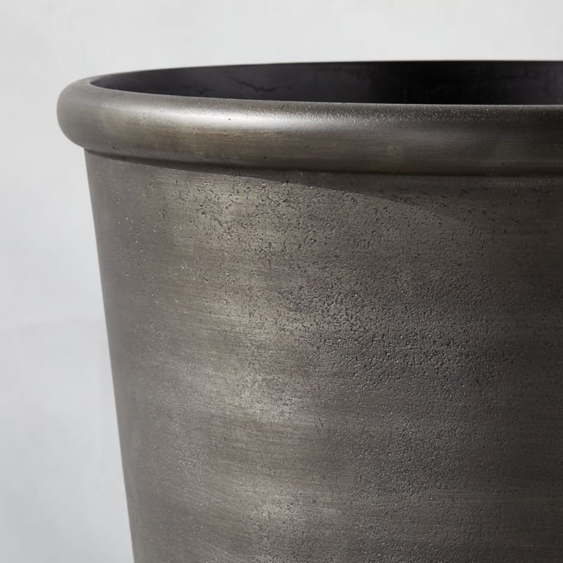Coulee Round Lead Grey Metal Outdoor Planter Small by Ross Cassidy