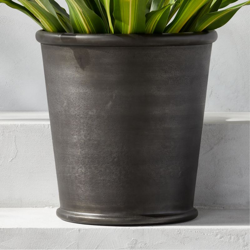 Coulee Round Lead Grey Metal Outdoor Planter Small by Ross Cassidy
