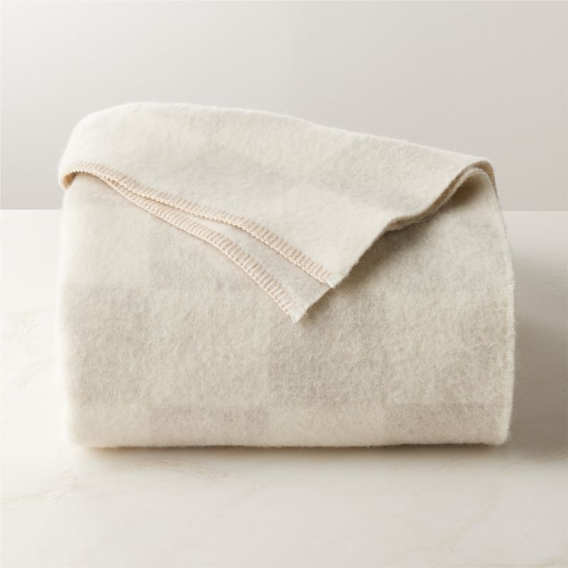 Crosby Ivory Check Alpaca Wool Full/Queen Bed Blanket CB2 Canada