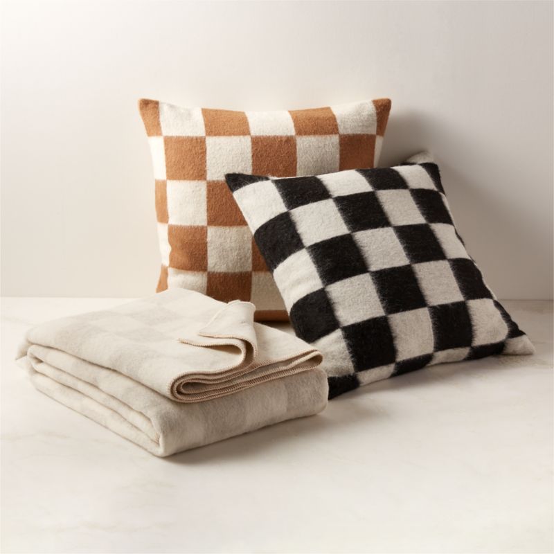 Crosby Ivory Check Alpaca Wool Full/Queen Bed Blanket CB2 Canada