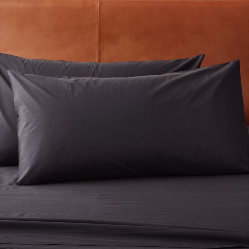 Organic Cotton Percale 400 Thread Count Black King Pillow Shams Set of