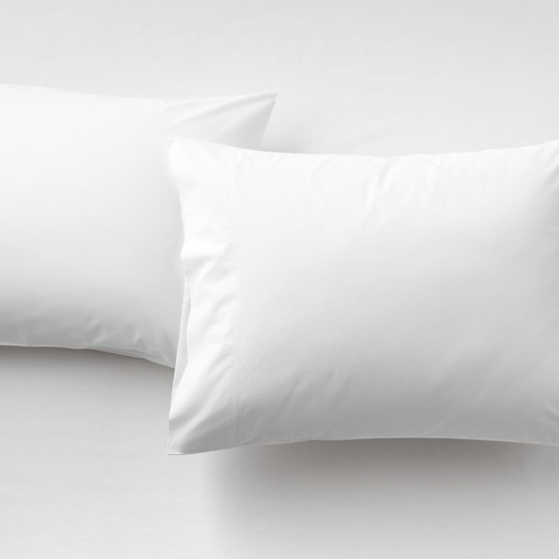 Organic Cotton Percale 400 Thread Count White King Pillowcases Set of 2
