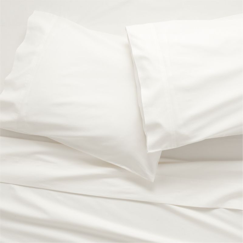 Organic Cotton Sateen 520 Thread Count Ivory King Sheet Set + Reviews CB2