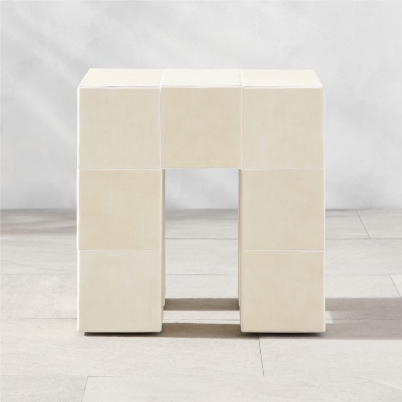 Cubo Ceramic Outdoor Accent Table + Reviews CB2
