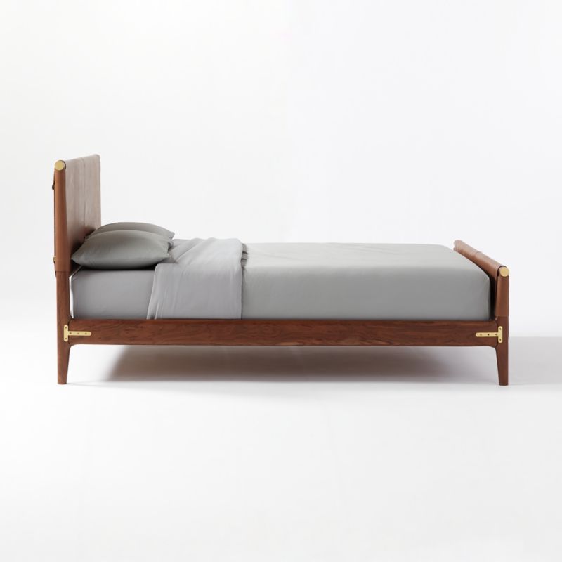 Curator Brown Leather Queen Bed + Reviews CB2