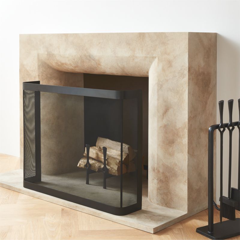 Ember Black Mesh Fireplace Screen CB2