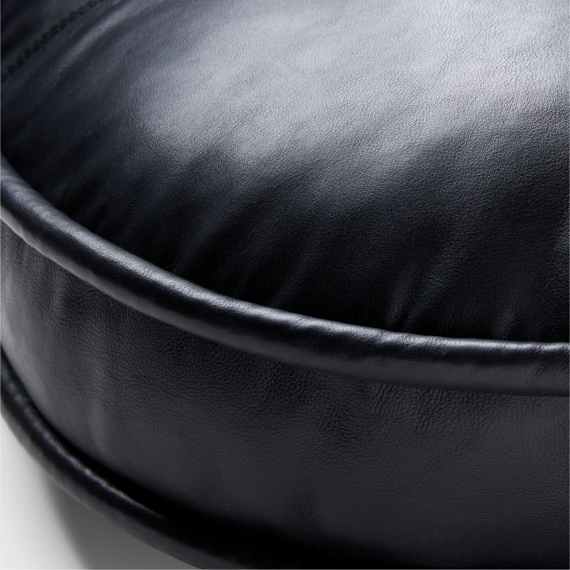 Dacre Round Black Leather Throw Pillow 16'' + Reviews CB2