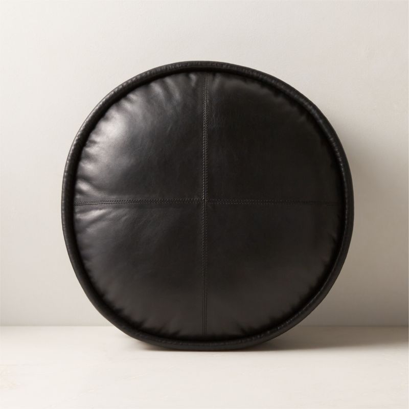 Dacre Round Black Leather Throw Pillow 16'' + Reviews CB2 Canada