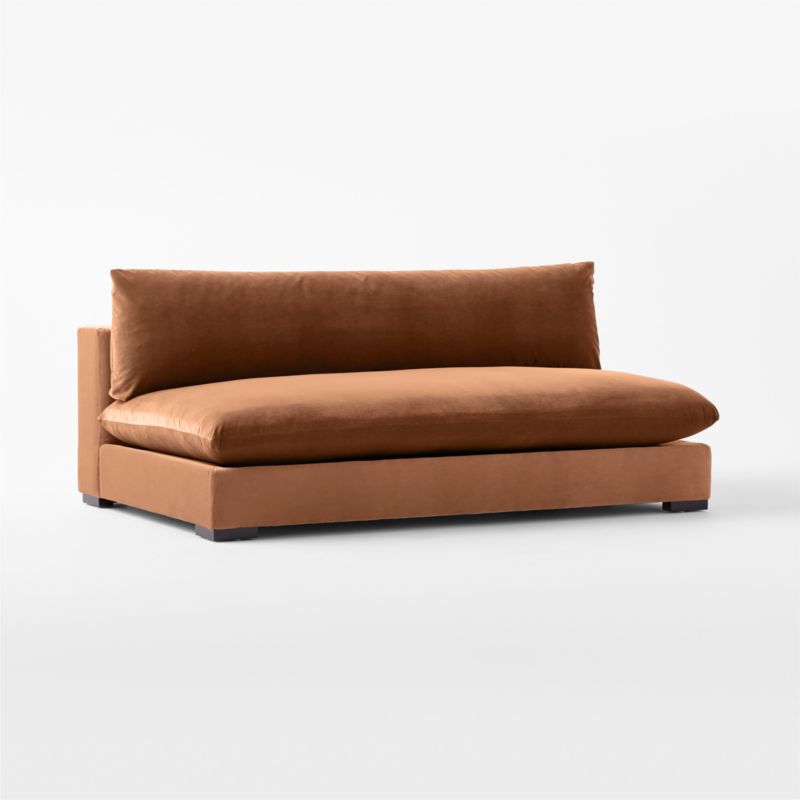 Deseo Copper Brown Performance Velvet Armless Loveseat CB2 Canada