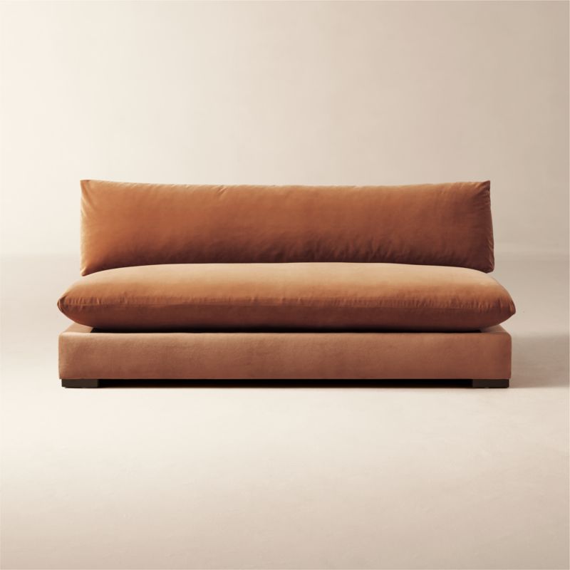 Deseo Copper Brown Performance Velvet Armless Loveseat CB2 Canada