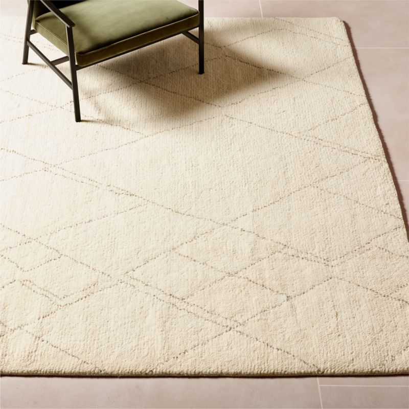 Diamant Warm White HandKnotted Wool Area Rug by Ackerman 12'x15