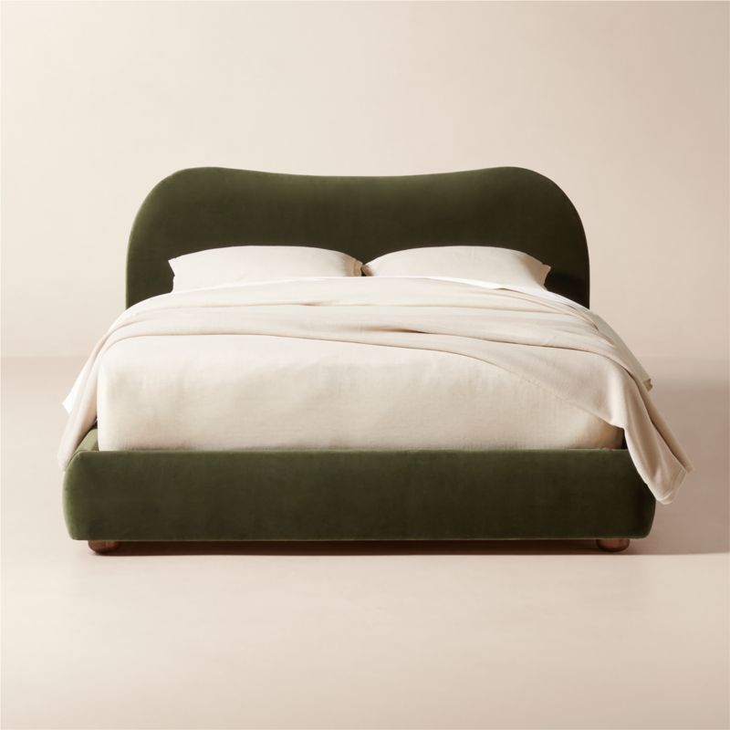 Diana Olive Green Velvet Queen Bed CB2 Canada