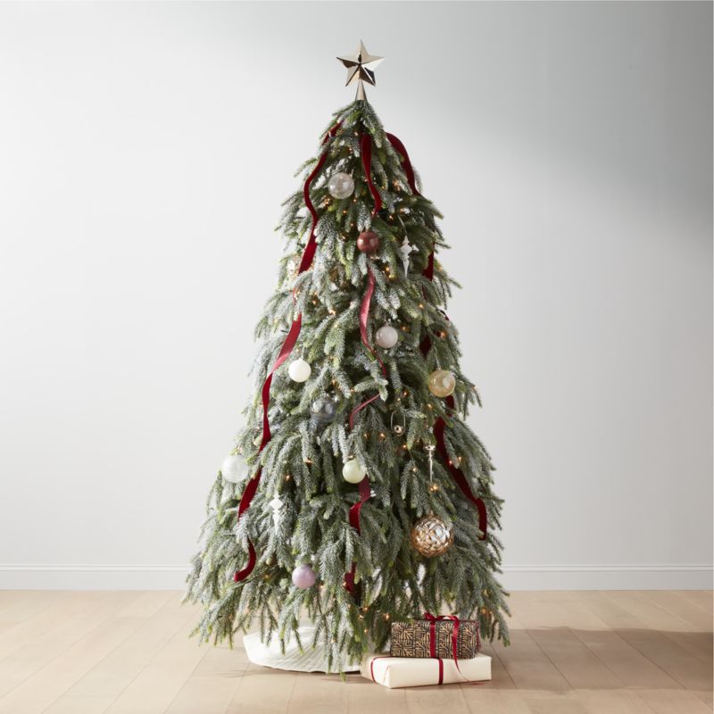 Faux Downswept Flocked Pine Christmas Tree 7.5' + Reviews CB2