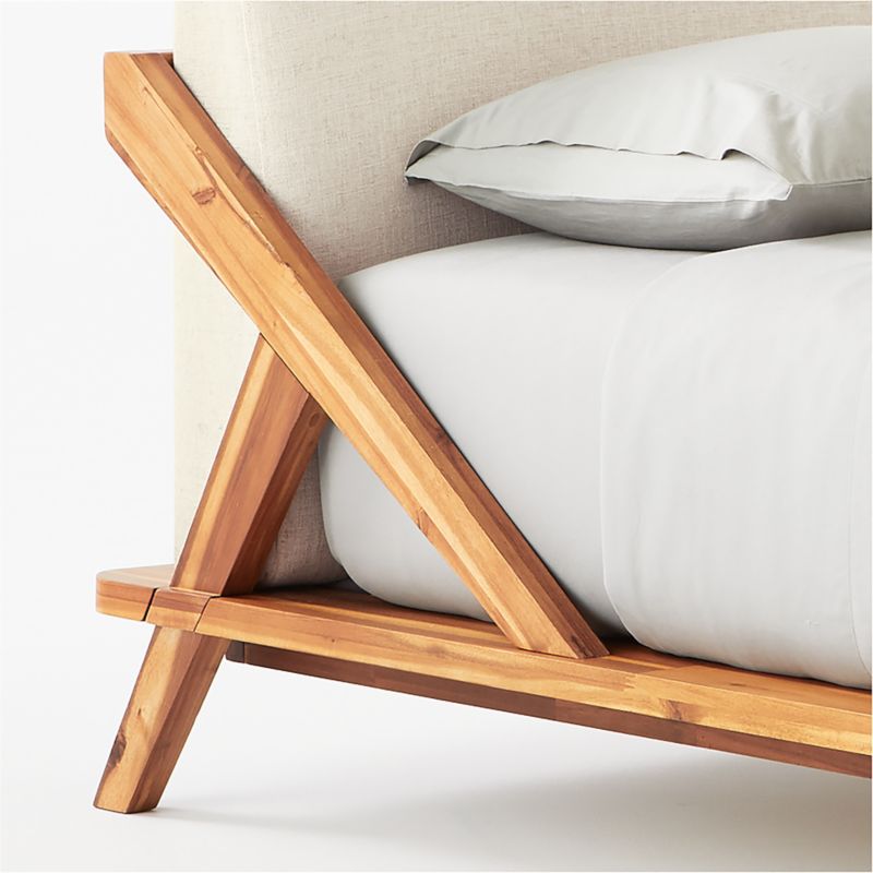 Drommen Acacia Wood Platform Queen Bed + Reviews CB2