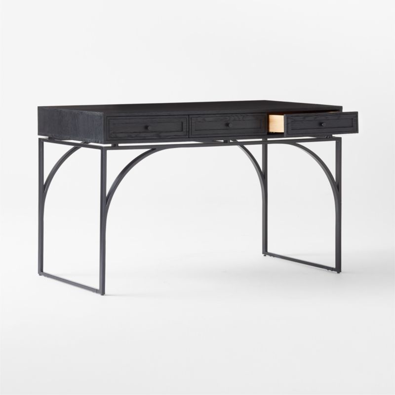Ebony 3Drawer Black Oak Desk CB2 Canada