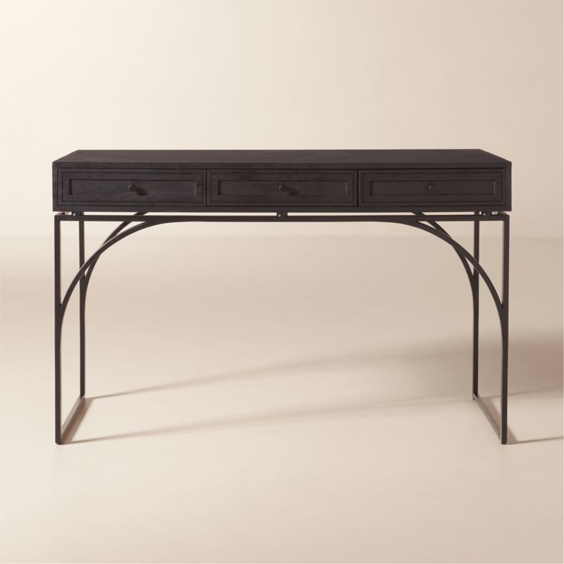 Ebony 3Drawer Black Oak Desk CB2