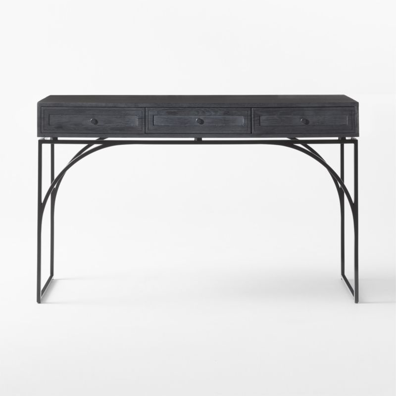 Ebony 3Drawer Black Oak Desk CB2 Canada