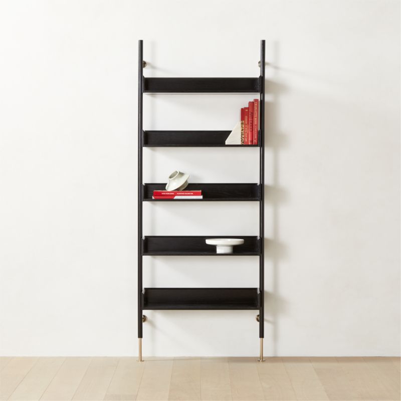 Effie Modern Black Oak Wall Mount Bookshelf CB2 Canada