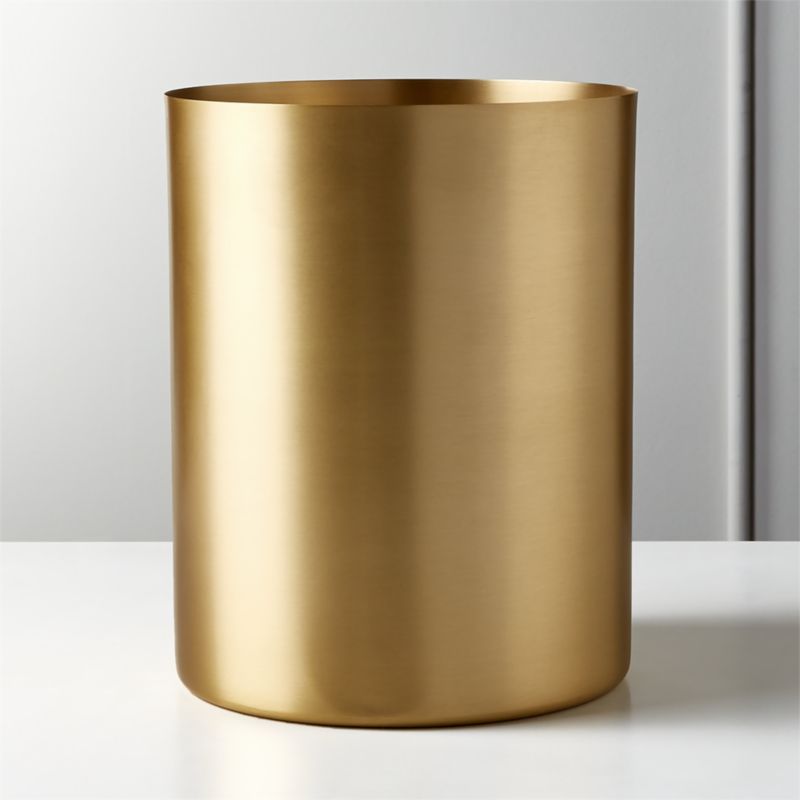 Elton Brushed Brass Waste Basket + Reviews CB2 Canada