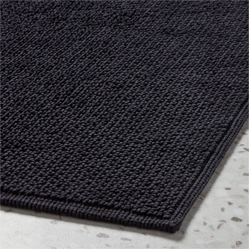 En Pointe Organic Cotton Black Bath Runner Rug 24"x60" + Reviews CB2