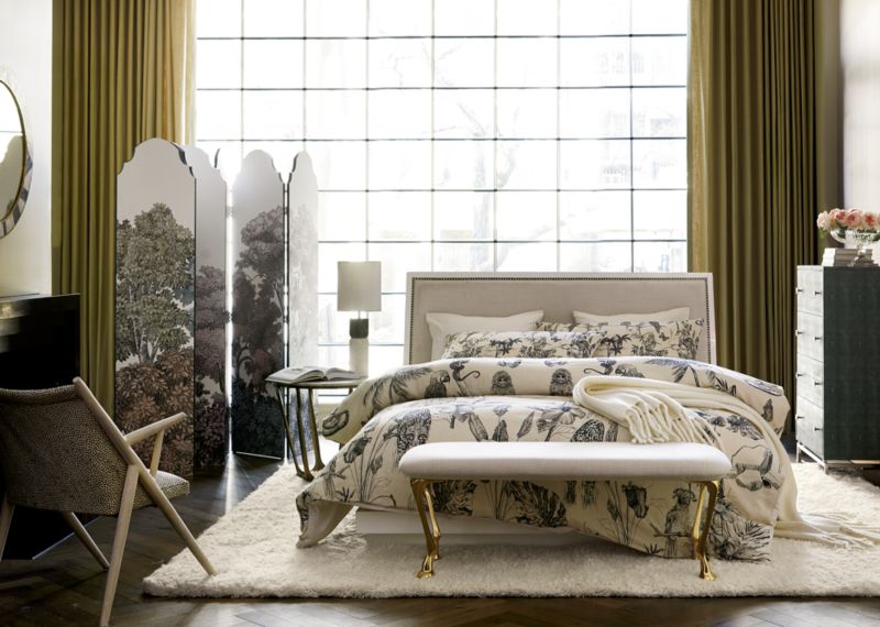 Midnight Jungle Linen King Pillow Shams Set of 2 by Matthew Williamson