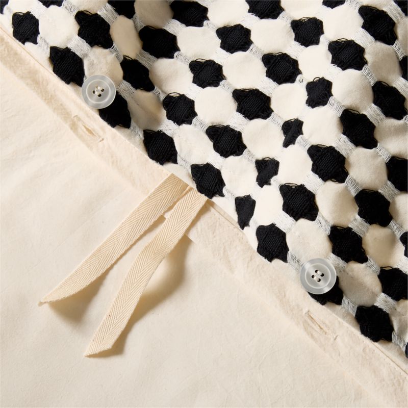 Estela Black and White King Organic Cotton Duvet Cover + Reviews CB2