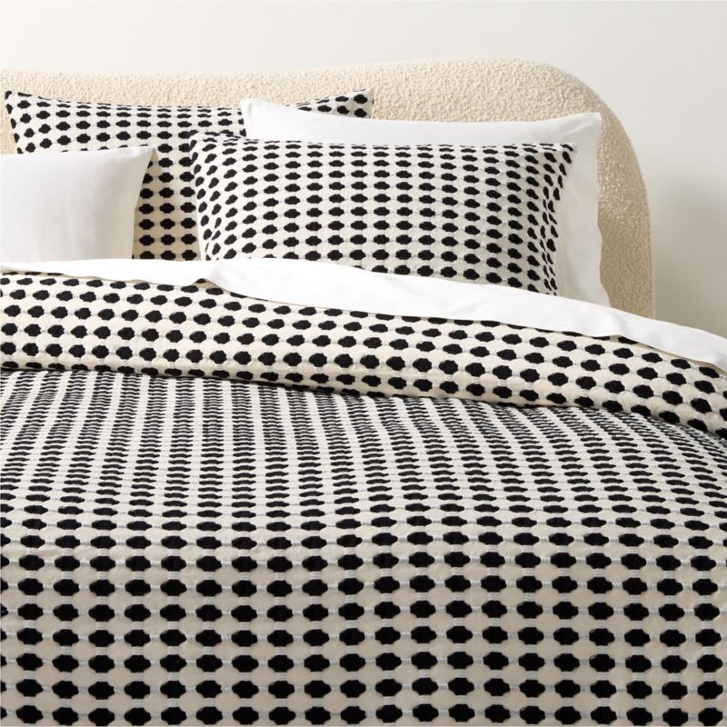 Estela Black and White King Organic Cotton Duvet Cover + Reviews CB2
