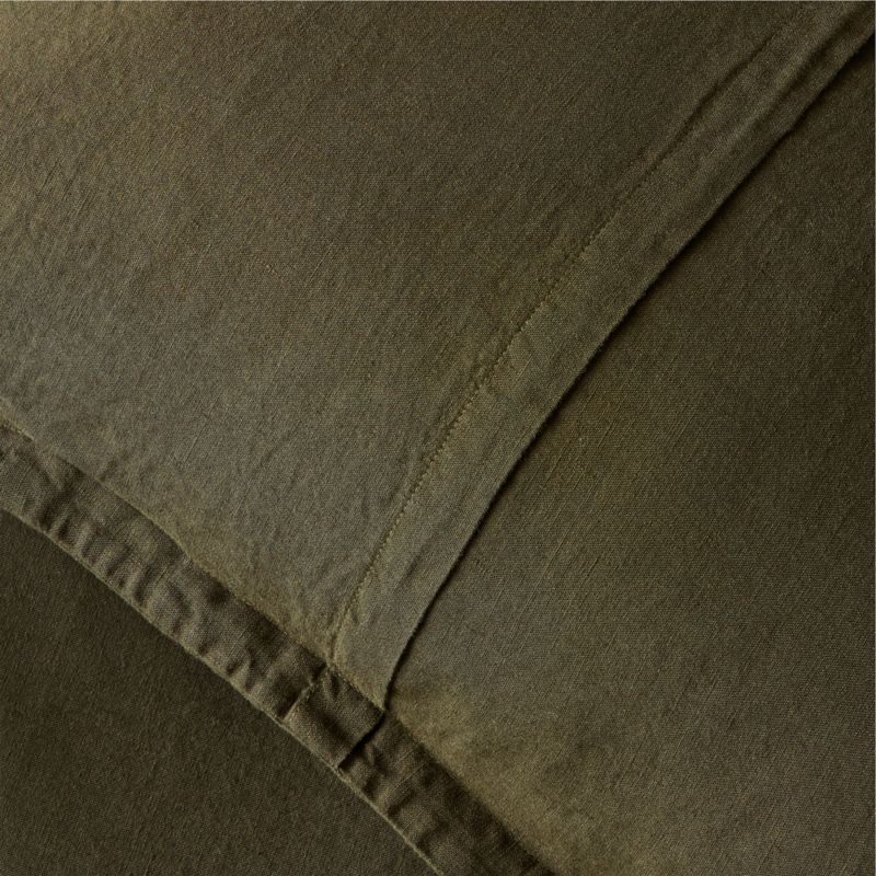 EUROPEAN FLAXCertified Linen Forest Green Euro Pillow Shams Set of 2