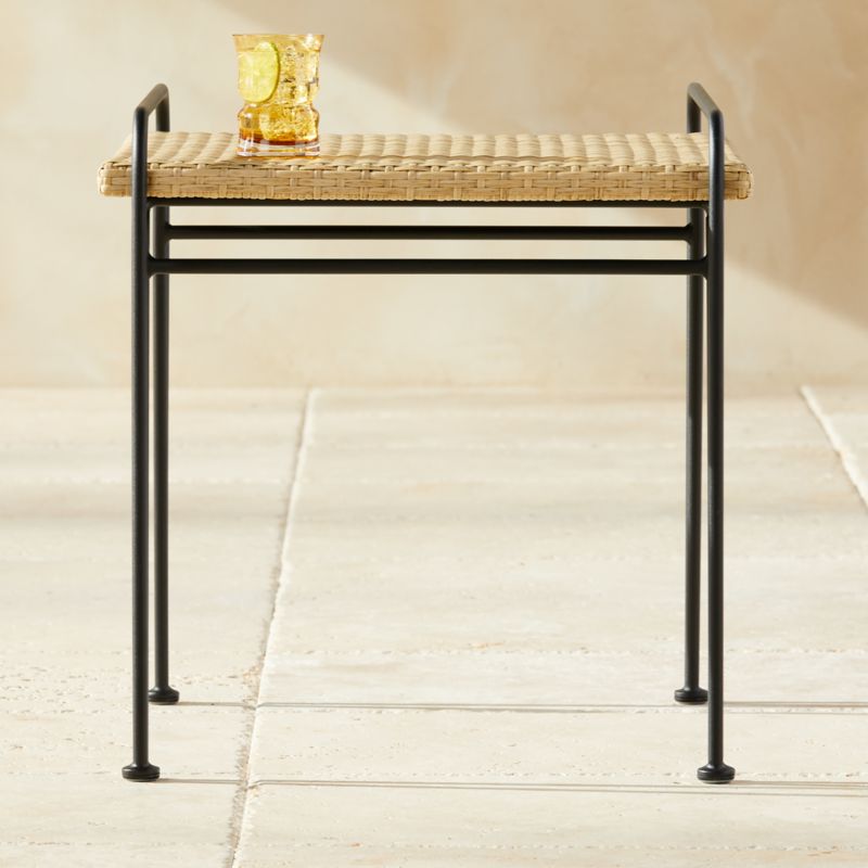 Fae Faux Rattan Outdoor Patio Side Table + Reviews CB2