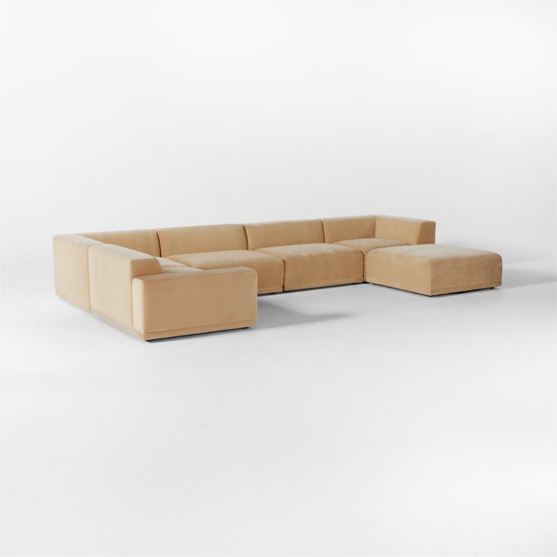 Faible Modern 6Piece UShaped Wheat Performance Velvet Sectional Sofa