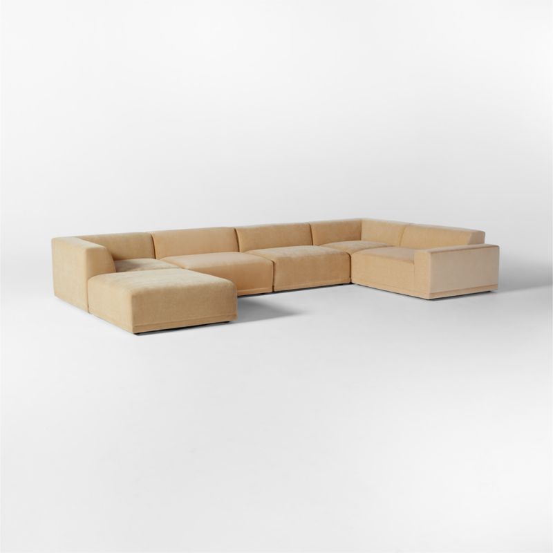 Faible 6Piece UShaped Wheat Performance Velvet Sectional Sofa with