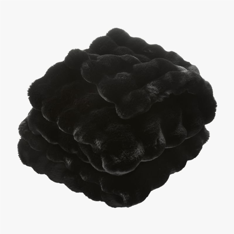 Farleigh Black Faux Fur Throw Blanket + Reviews CB2