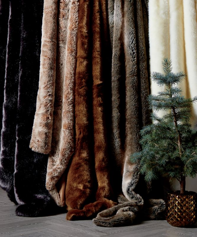 Light Grey Faux Fur Throw Blanket + Reviews CB2 Canada