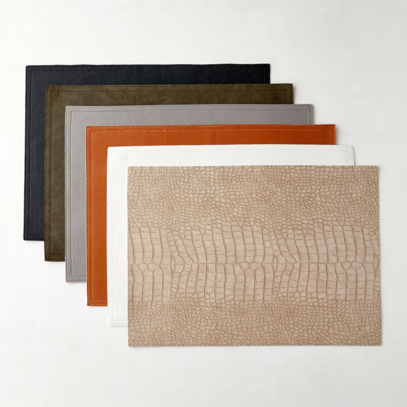 Modern Taupe Faux Crocodile Leather Placemat + Reviews CB2