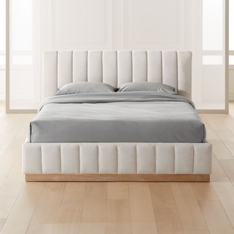 Forte Channeled White Performance Fabric Bed CB2