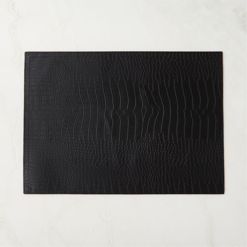 Black Faux Crocodile Leather Placemat + Reviews CB2 Canada