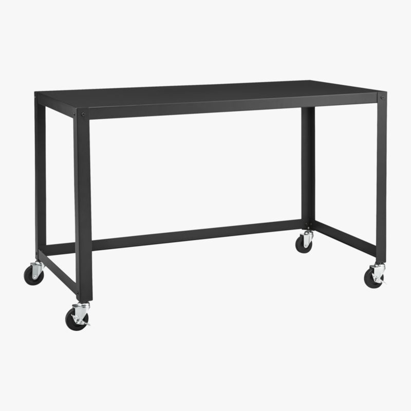 GoCart Modern Black Metal Desk on Wheels + Reviews CB2
