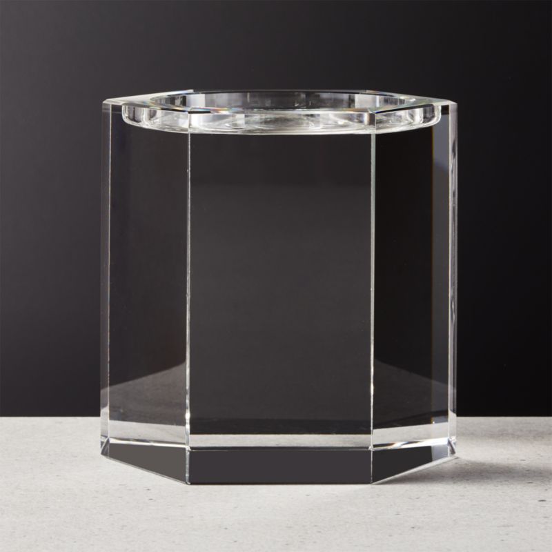 Hex Large Crystal Pillar Candle Holder + Reviews CB2